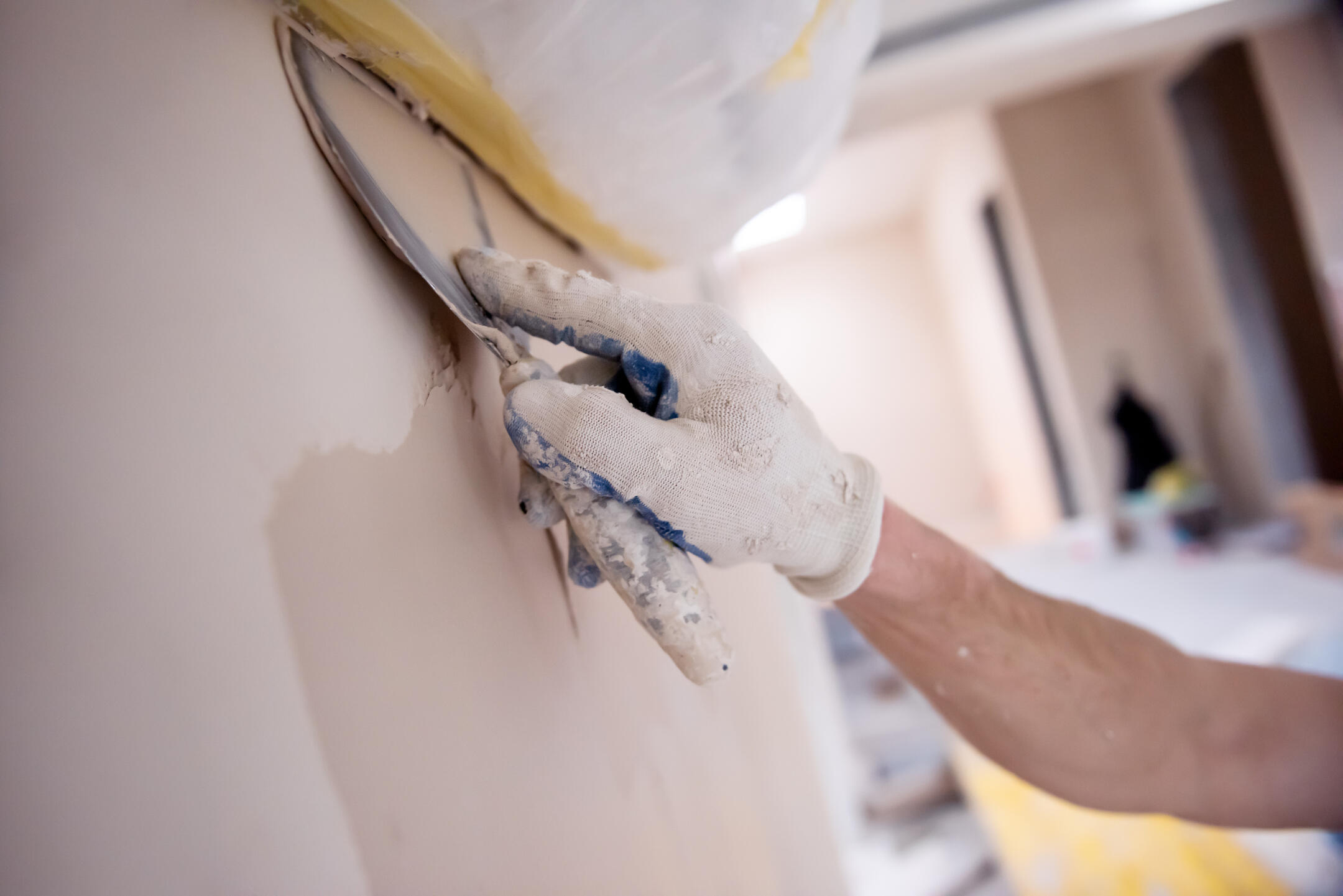 Reedley drywall repair and ceiling resurfacing work in progress